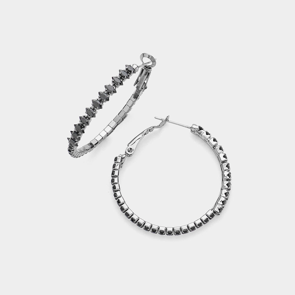 Rhinestone-decorated hoop earrings - Silver-coloured - Ladies | H&M IN